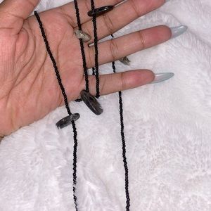 Black Handmade Crystal Waist Bead